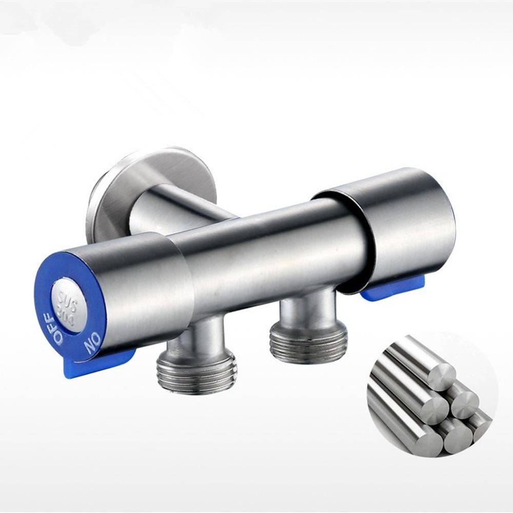 Нержавеющая сталь Двойной контроль 1 вход 2 выхода Трехходовой угловой клапан Многофункциональный Кран двойного использования для стиральной машины, туалета, гигиенического душа