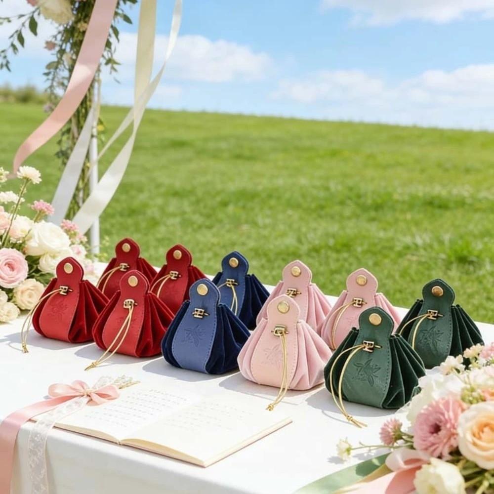 Leather Jewelry Storage Pouch Solid Color Party Favor Bag New Candy Packaging Bag Jewelry Storage