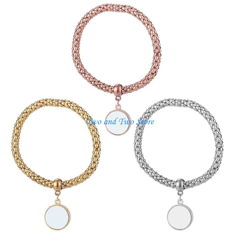 HX6F Diy Jewelry Making Sublimation Blank Round Bracelets Pendants Gifts for DIY Name Tags