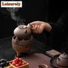 Retro Rough Pottery Thumb Side Handle Pot Outdoor Warmer Stove Alcohol Carbon Furnace Dry Burning Boiling Water Kettle Teaset