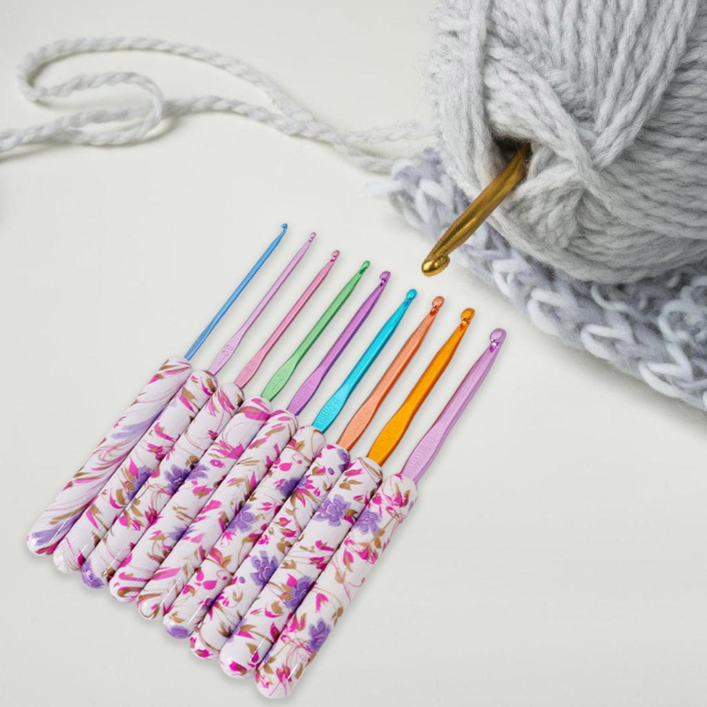 9 шт. эргономичных крючков для вязания крючком 9 размеров с длинной ручкой для начинающих вязание свитеров шарфов сумок носков и шапок