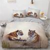 3D Animal Tigers Bedding Set 2/3PCS Soft Microfiber Queen King Twin Size Duvet Cover Set with Pillowcases Teens Boys Bed Linen