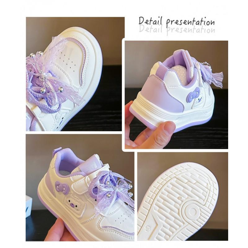 Youth style shoes Girls White Princess Sneakers Soft Sole Anti-Slip Casual Flat Shoes Kids Fall Winter