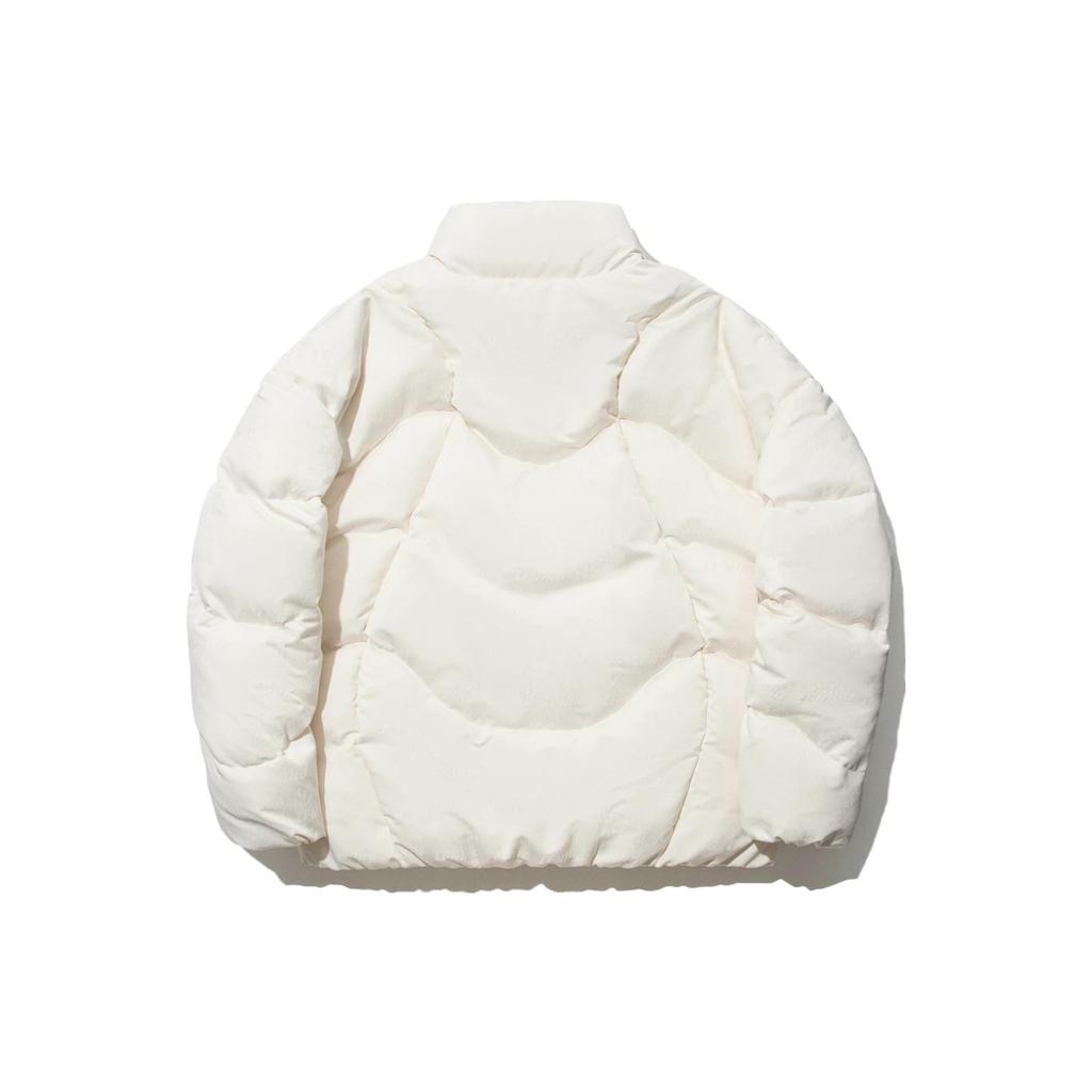Li-Ning Solid Color Stand Collar Loose Casual Short Down Jacket Unisex Outerwear Off-White AYMT045-1