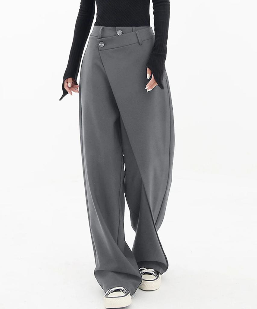 Элегантный винтажный костюм, брюки, женские черные корейские свободные классические брюки «старые деньги» в стиле пэчворк, офисные женские туфли Палаццо