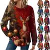 Women's Fashion Long Sleeve Christmas Loose Long Sleeve Round Neck Casual Top