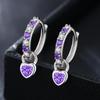 "Silver Thunder" Earrings Ladies Popularity High Quality Zirconia February Birthstone Amethyst Hoop Earrings Sway Compatible with Metal Allergies