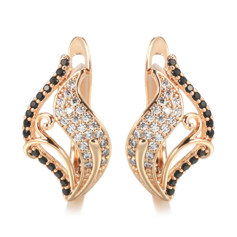 Vintage Hollow Black White Zircon Women Drop Earrings Fashion Gothic Jewelry Gifts