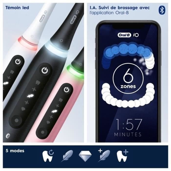 Oral-B iO 5 Lot De 2, Brosses À Dents Électriques Noire et Blanche, 2 Brossettes