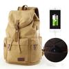 Man Leather Casual Usb Interface Backpack Bag Hole Mens School Travel Rucksack Laptop Backpack