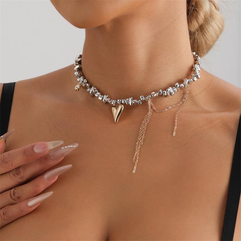 Trend Accessories Simple Exquisite Love Fringe Pendant Irregular Beaded Necklace For Women Holiday Gifts Alloy Jewelry