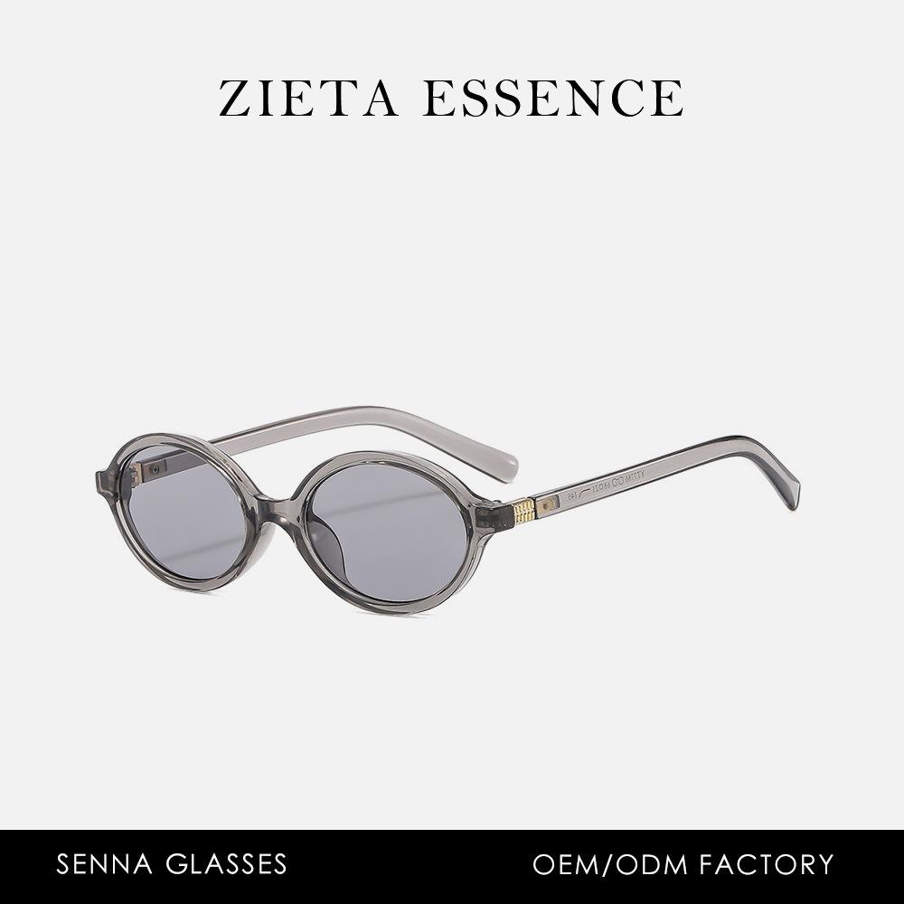 Солнцезащитные очки Однотонные Ретро Овальные Солнцезащитные очки Уличная Съемка Стиль Гонконга Очки Черепаховый