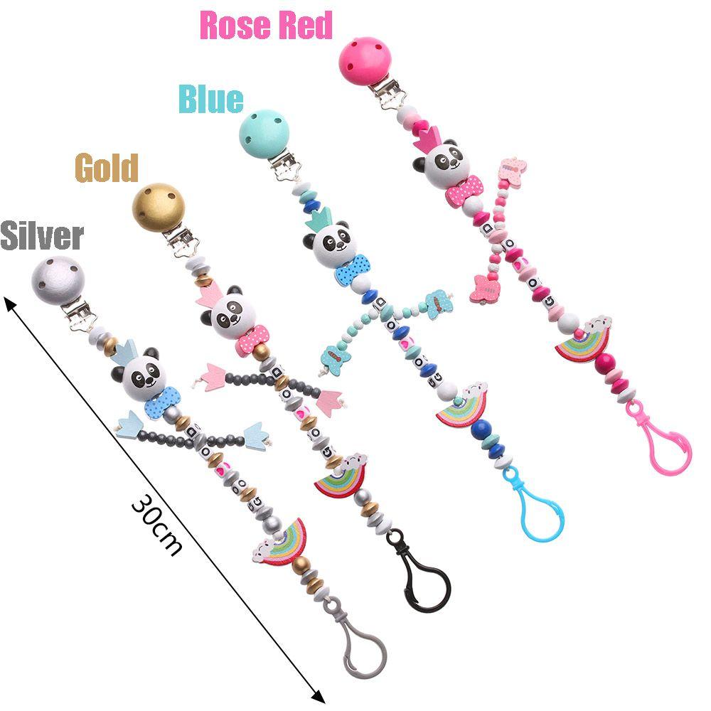 New Rainbow Panda Teething Soother Baby Chew Toy Pacifier Clip Pacifiers Chain