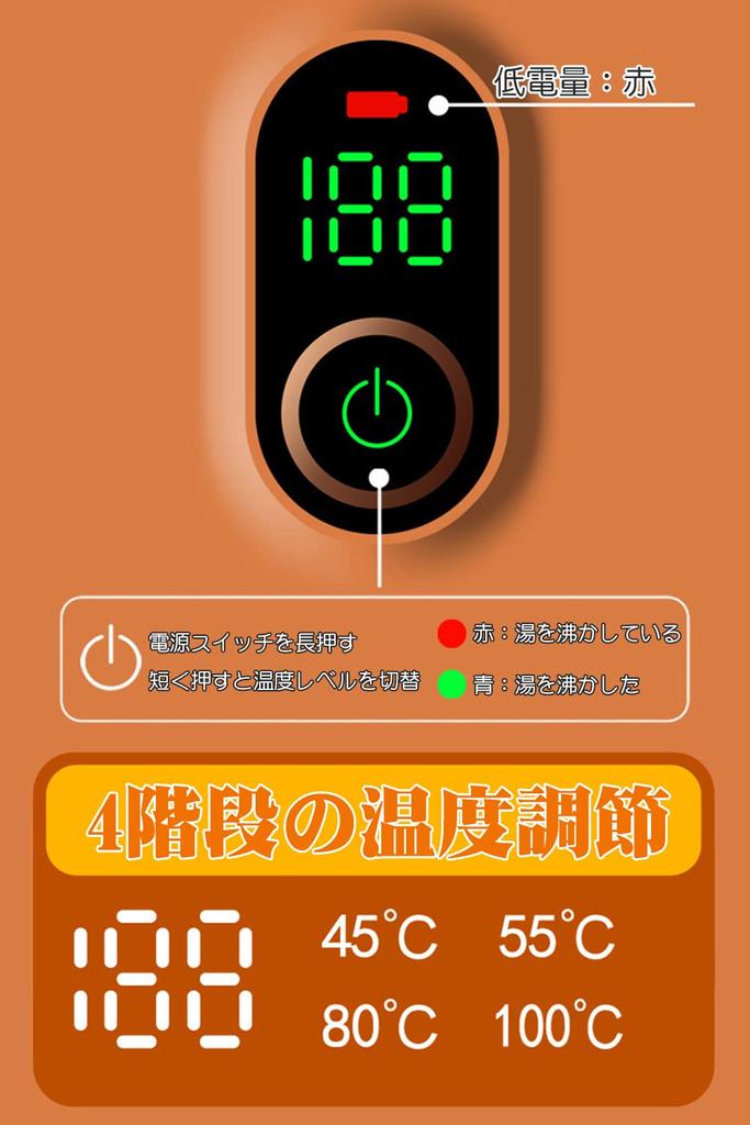 Перезаряжаемый электрический чайник 400 мл для использования вне помещений Время нагревания минут Аккумулятор 27000 мАч Сохраняет тепло в течение нескольких часов Водонагреватель Электрический чайник ЖК-дисплей Нержавеющая сталь 304