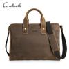 CONTACT'S Деловые сумки из натуральной кожи для мужчин, высококачественный портфель, сумки через плечо, сумки-тоут, сумки для ноутбуков 14 дюймов