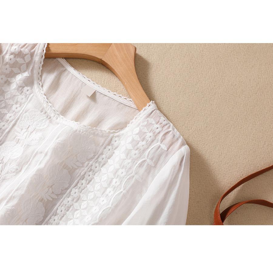 Летняя блузка для мамы, рубашка с коротким рукавом, винтажный тонкий женский топ с цветочной вышивкой, белый желтый топ