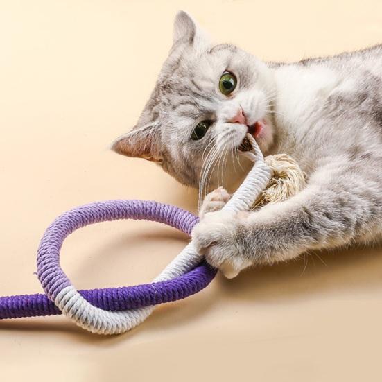 Cat Teething Chew Toys Gum Protection Boredom Relief Toys Interactive Bite-resistant Dental Cotton Rope Toys for Cats Indoor Interaction