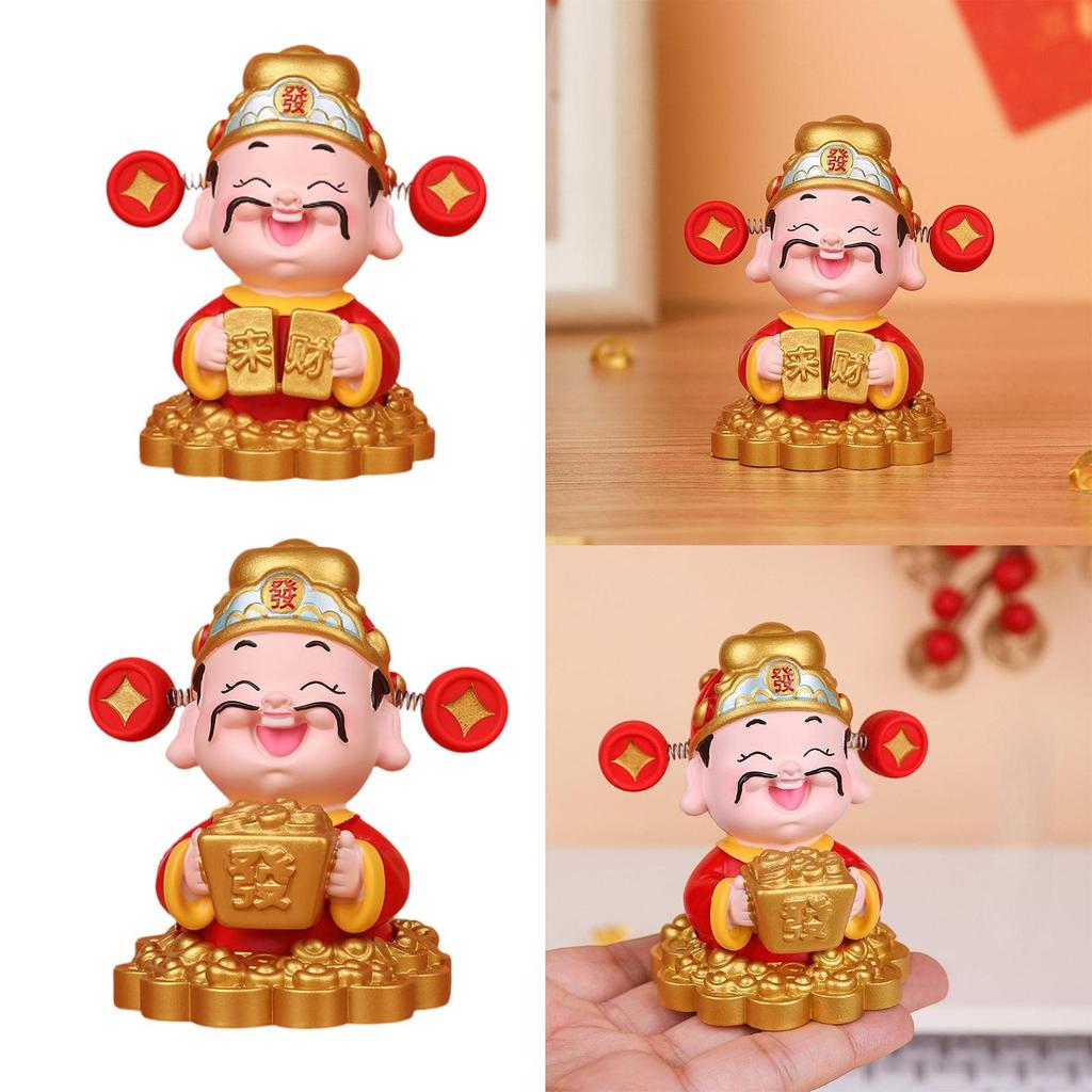 God of Wealth Ornament Decor Collectible Decorative Resin Ornament Photography Props Feng Shui Sculpture for Bedroom Table