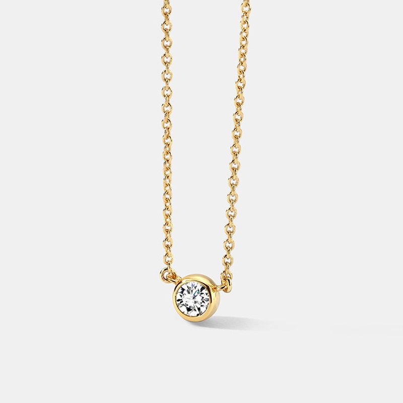 Low-Key Old Money Style! Fancy Fashion Minimalist round Golden Beanie YILI Diamond Zircon Exquisite Clavicle Necklace