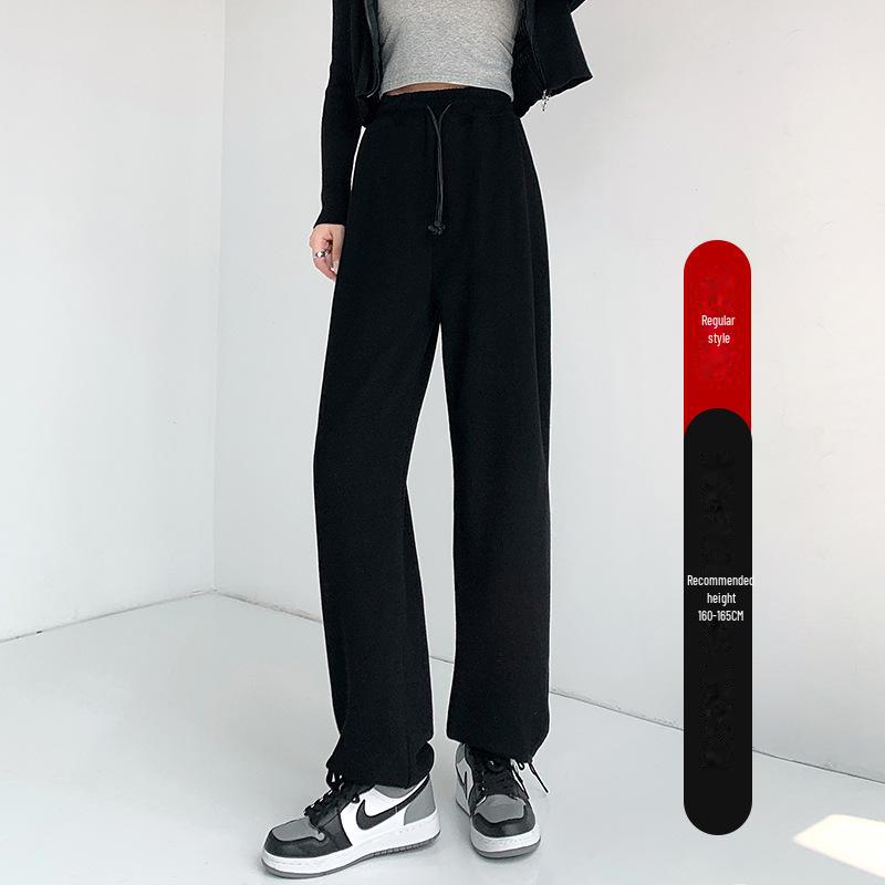 Женские спортивные брюки в американском стиле с высокой талией и широкими штанинами на шнурке, осенняя коллекция 2024 г.