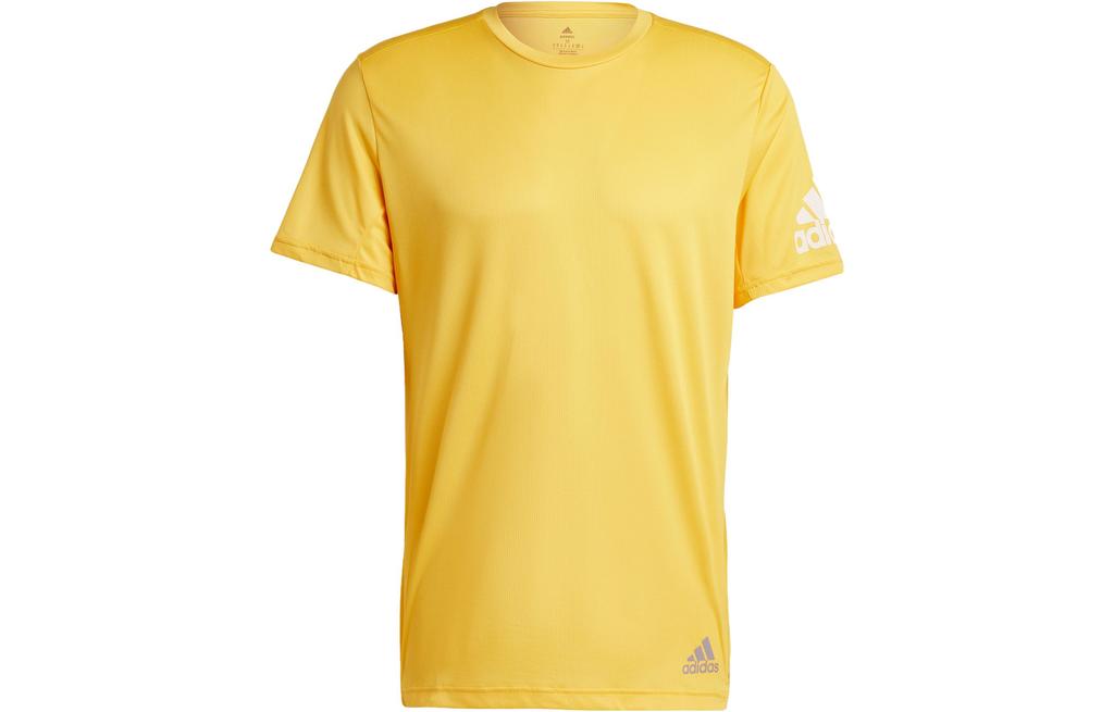 Adidas T Shirts Men's Sunlight Yellow Crew Neck Moderate Straight Fit IC7647