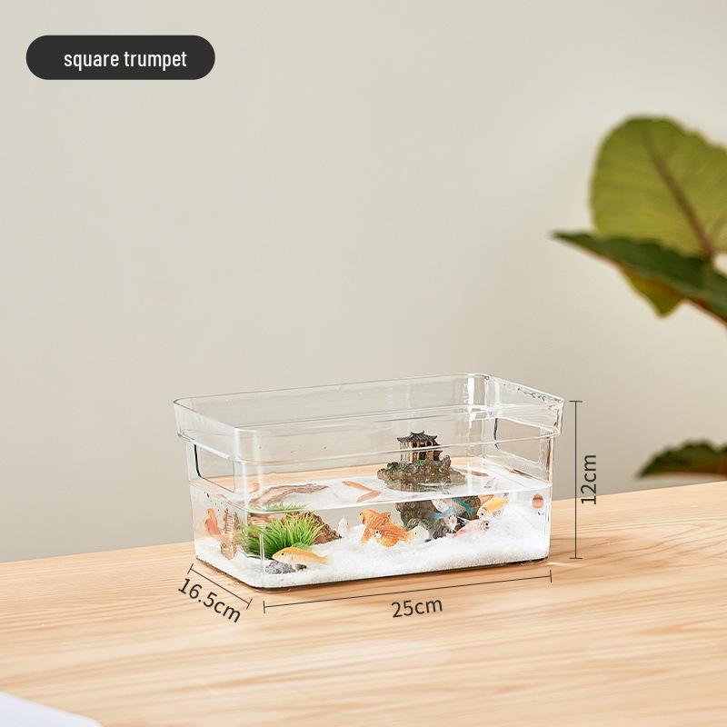 Elegant Transparent Fish Tank with Base Cabinet - Creative Living Room Aquarium Ornament and Artificial Pond Landscaping