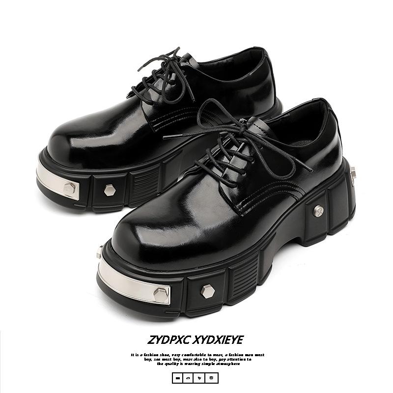 Платформенные лоферы-маффины мужские маленькие металлические гайки маленькие кожаные туфли британские дерби на шнуровке 22988-E