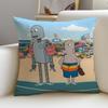 Heartwarming RRobot DreamsS Cushion Cover Breathable and skinfriendly linen pillowcase square removable and washable cushion