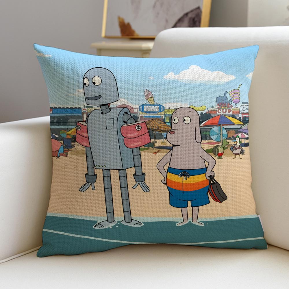 Heartwarming RRobot DreamsS Cushion Cover Breathable and skinfriendly linen pillowcase square removable and washable cushion