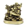 Resin Feng Shui Laughing Buddha Riding On Dragon and Ingot, Gold