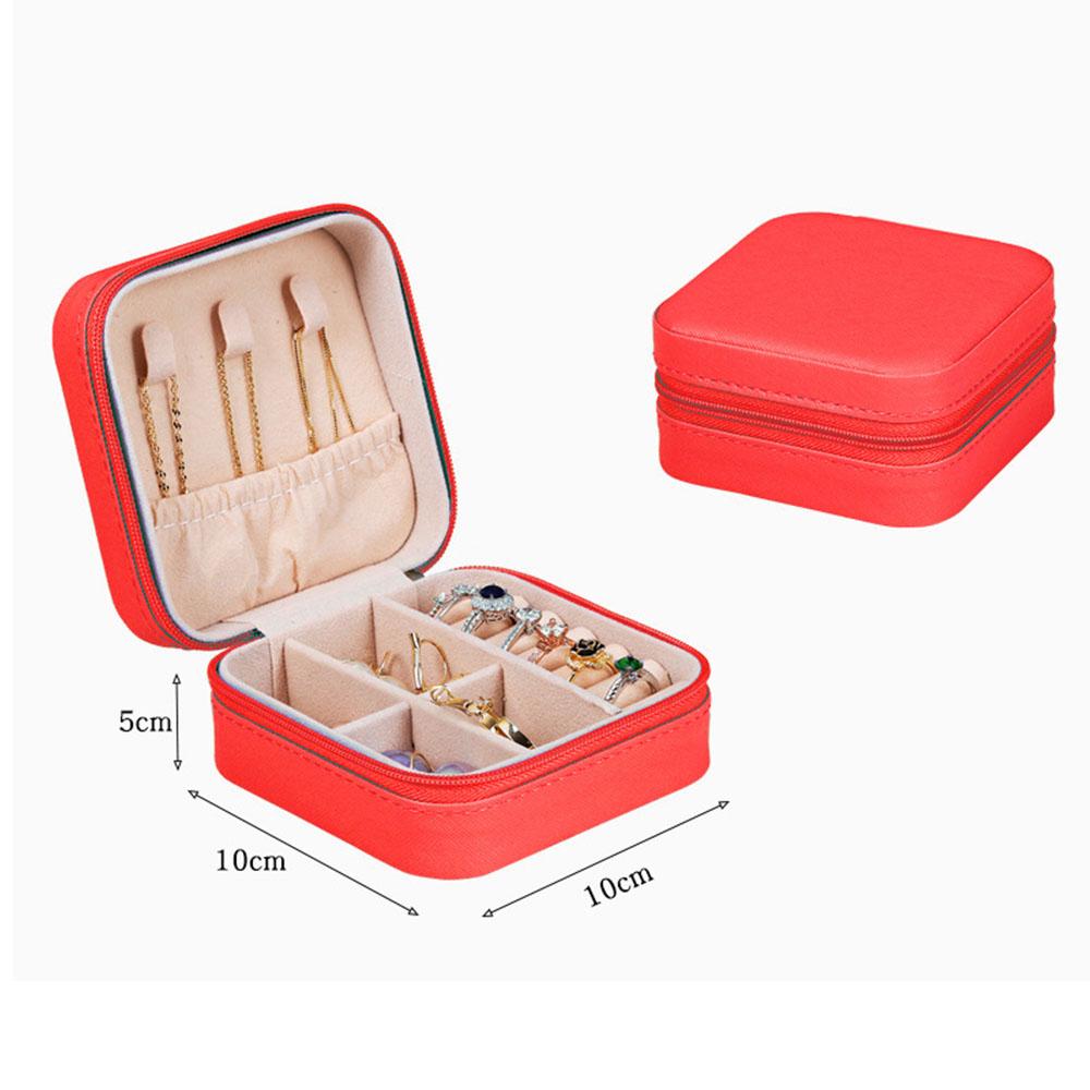 Portable Leather Jewelry Storage Box - Travel Organizer for Earrings, Necklace & Ring