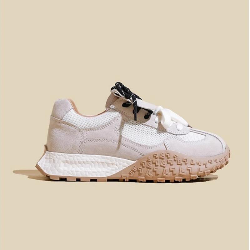 Retro Platform German Training Shoes Women's 2025 Spring New Versatile Inner Height Increase Lace-up Soft Leather Casual Sports Forrest Gump Shoes