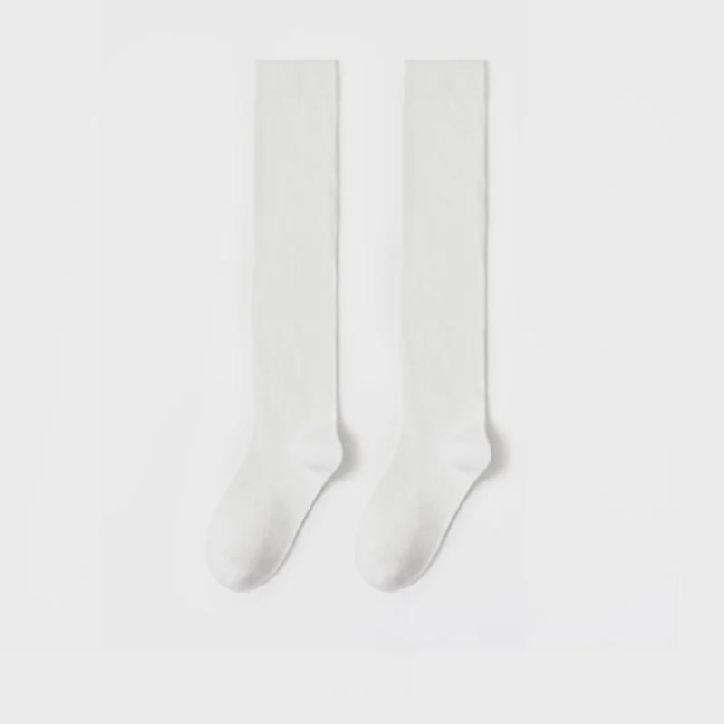 Женские носки выше колена из чистого хлопка для похудения - черные чулки длиной до икры на весну и осень