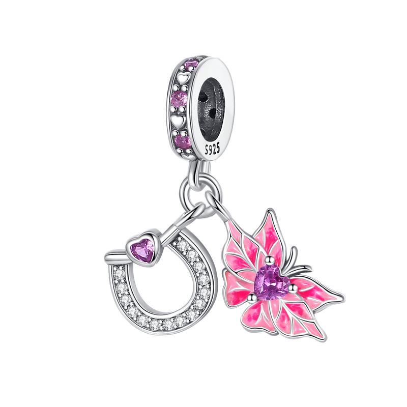 Fashion 925 Copper Fantasy Colorful Butterfly Series Pendent Beads Charms Fit 4MM Hole Diameter Bracelet Zircon Diy Making