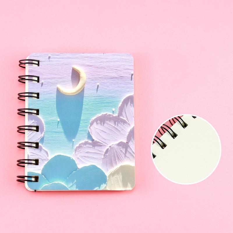 1 шт., маленький A7 эстетический блокнот для детей, масляная живопись, пейзажные блокноты со сценарием, портативный карманный блокнот для скрапбукинга