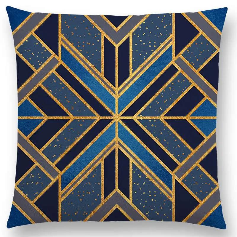 New Geo Emerald Blue Sky Black Night Yellow Lines Geometric Texture Stripes Prints Car Cushion Cover Sofa Throw Pillow Case