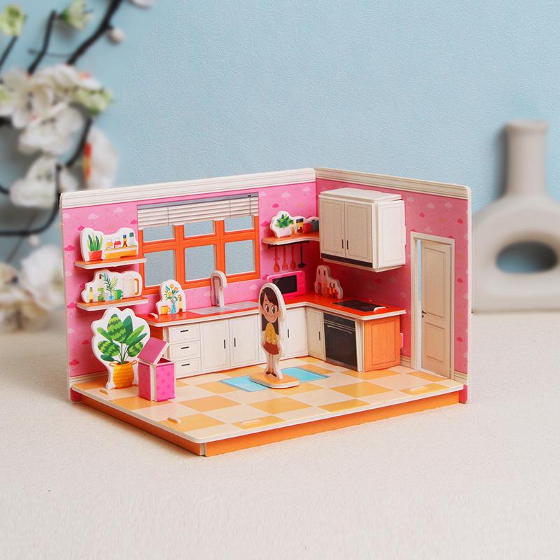 Бумажный 3D-пазл «Домик для детей» ручной работы — развивающая игрушка для девочек