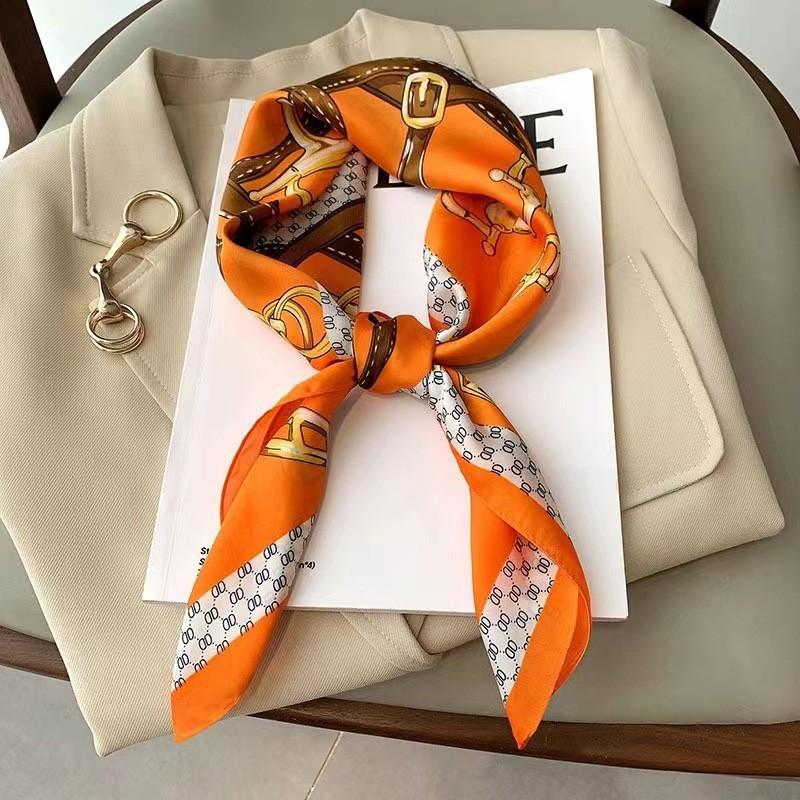 New Silk Scarf Women's Korean-Style High-Grade 70cm Square Scarf Spring and Summer Fashionable Stylish Decorative Scarf Thin Small Square Towel