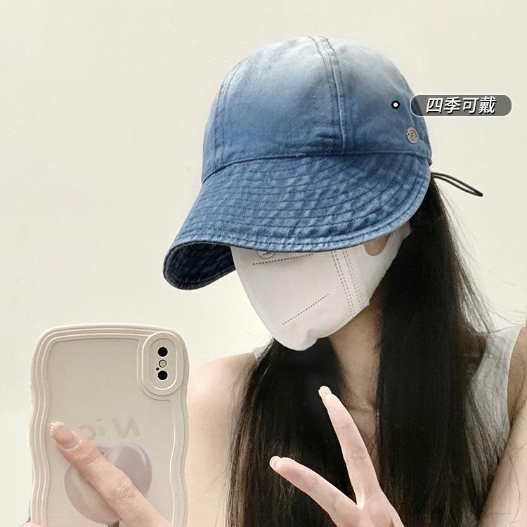 Zhao Ruth Same Denim Женская тонкая ретро-панама с открытым лицом, маленькая солнцезащитная шляпа