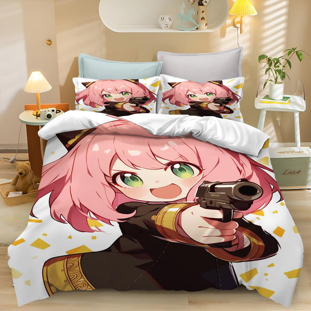 Мультяшная шпионская игра Пододеяльник Аня Покрывало Аниме Дети Милый Принт Комплект размера кинг Квин Твин Постельное белье