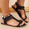 Модные женские римские сандалии Модные летние новые плоские сандалии Женские легкие удобные нескользящие пляжные туфли Большой размер Sandalias De Mujer