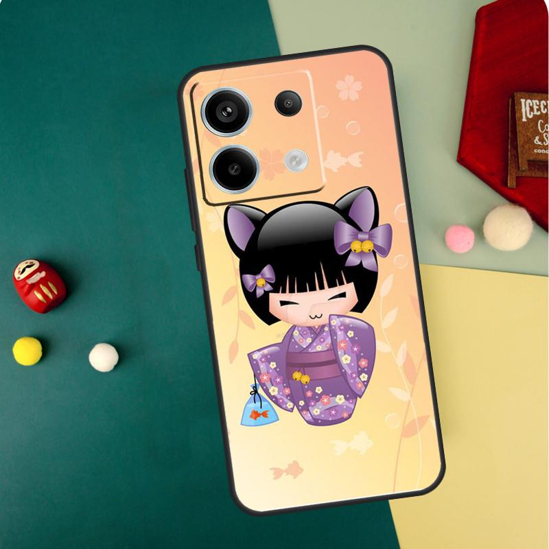 Japanese Geisha Kokeshi Doll Case For Redmi Note 13 Pro Plus 9 10 11 12 Pro 10S 11S 12S Redmi 13C 10A 9C 10C 12C Cover