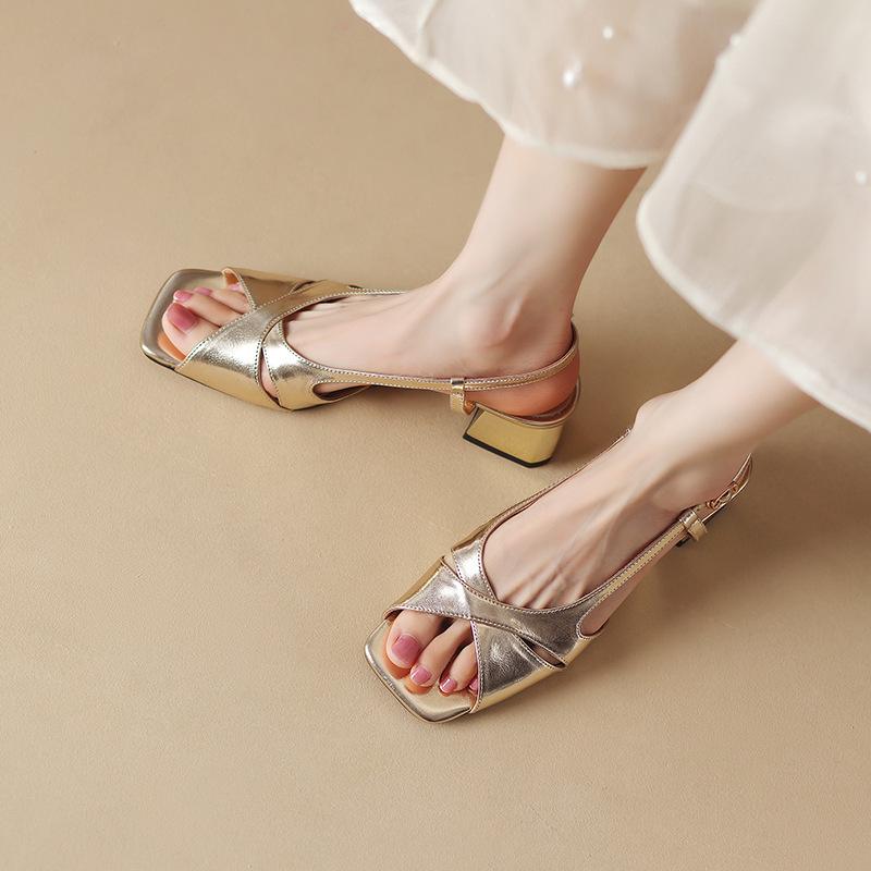 Женские летние сандалии Роскошные элегантные повседневные туфли из искусственной кожи для женщин 2024 года, босоножки на танкетке с открытым носком