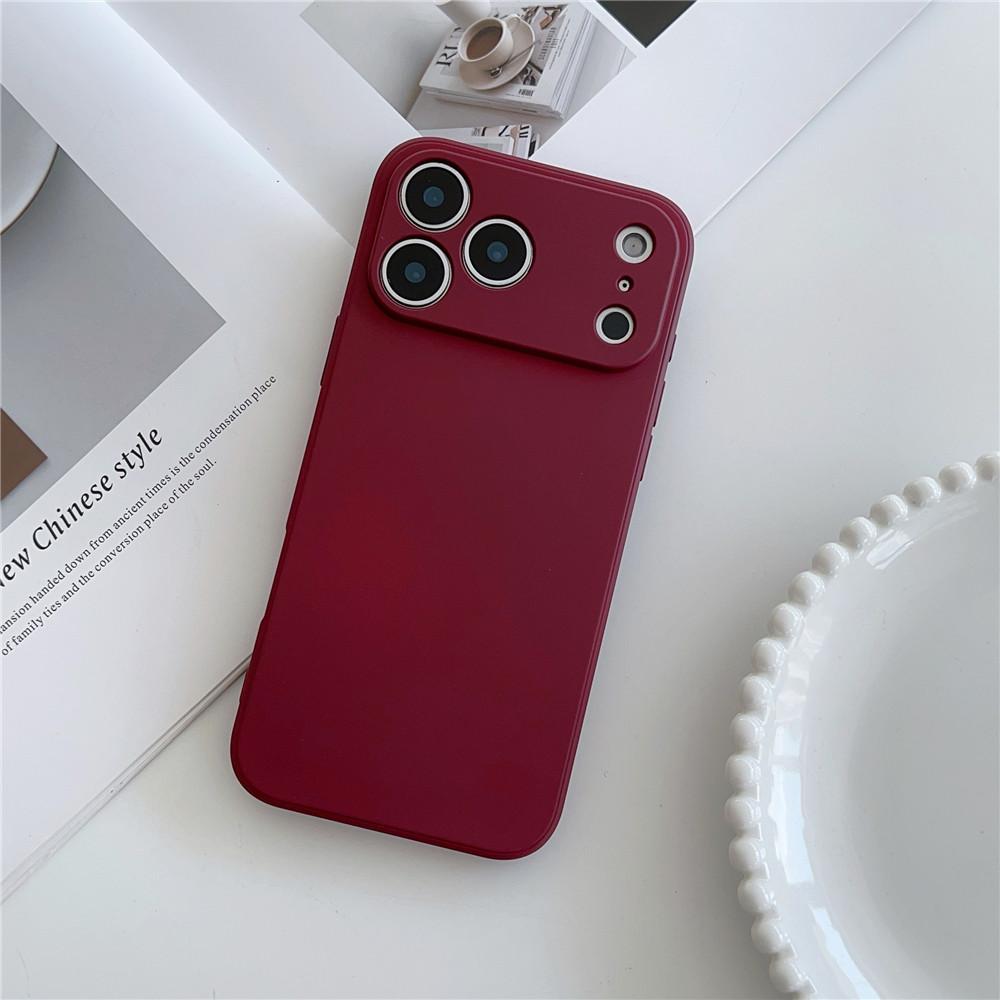 Винтажный бордовый чехол из жидкого силикона для iPhone 17 16 15 14 13 12 11 Pro Max 15 16 Plus, однотонный, мягкий, противоударный