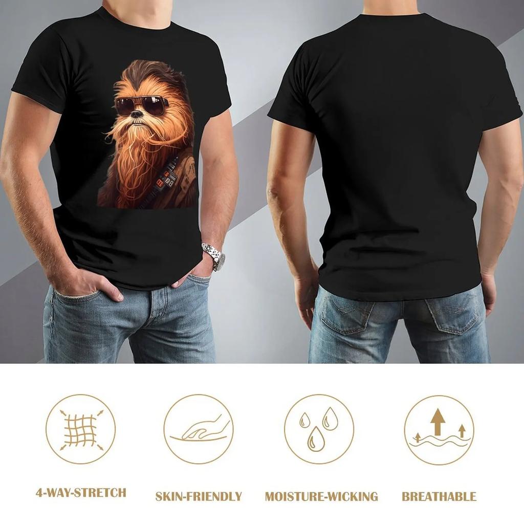 Wookie T-Shirt Graphic T Shirts Oversizeds Heavyweights Boys Animal Print Black T-Shirts For Men