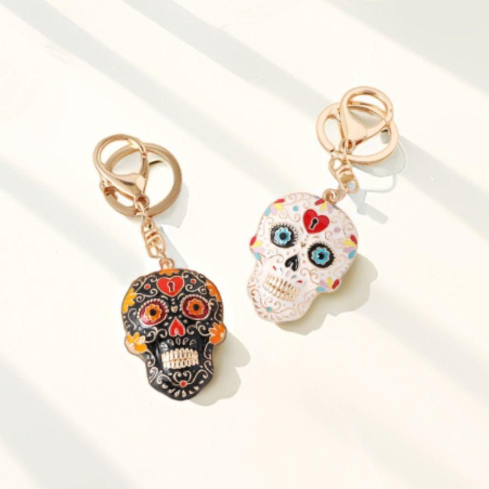 With Buckle Skeleton Keyring Mandala Skull Key Chain Pedant Bag Charm Pendant Skull Keychains Car