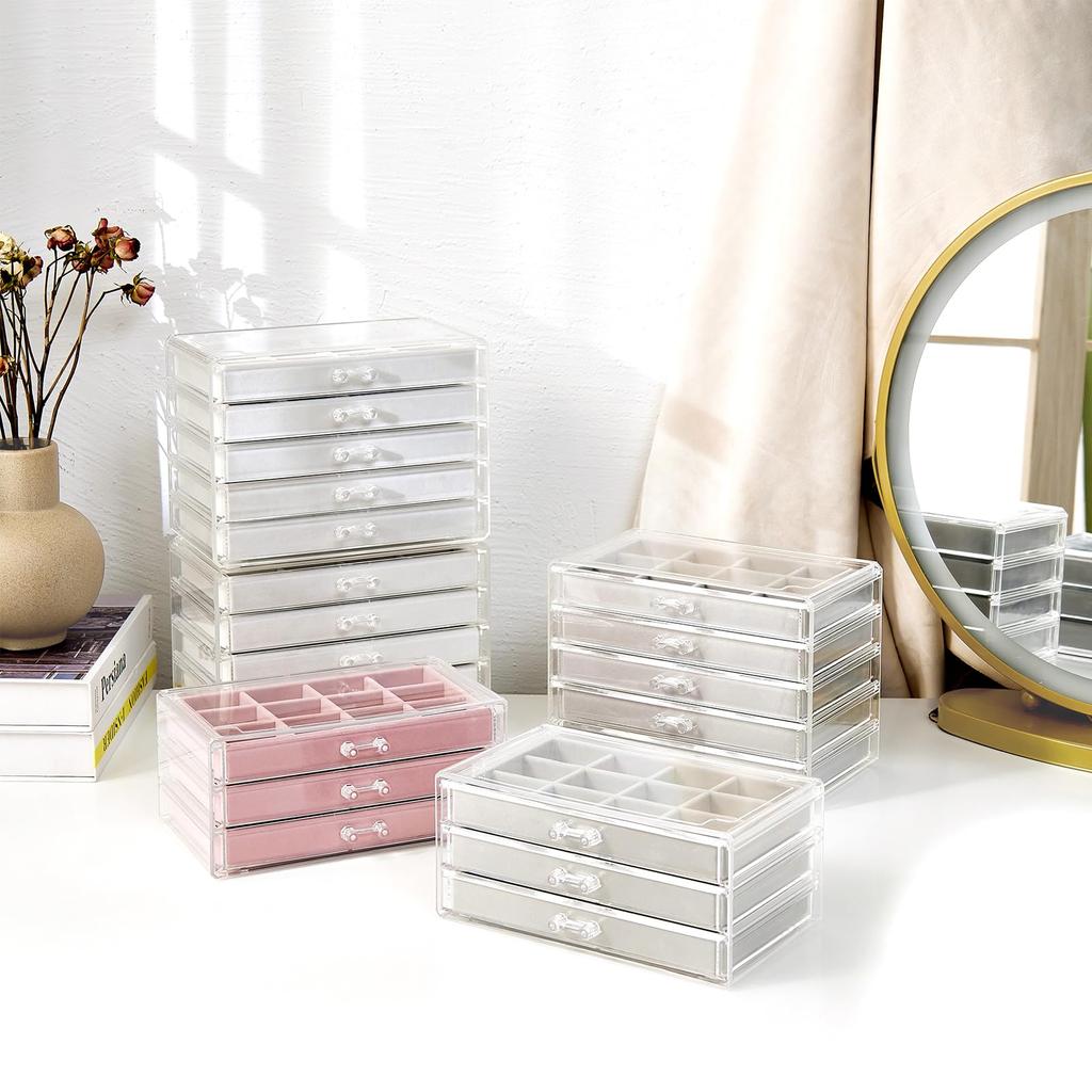 ProCase Jewelry Transparent Jewelry Jewelry Accessory Small Item Gift Box, 3-Tier, Acrylic, Drawer, Storage, Women's/Girls' Box, Case, Organizer,