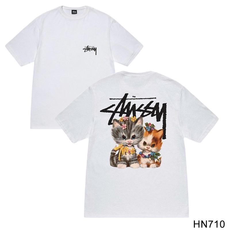 Stussy Летняя новая футболка из высококачественного хлопка с круглым вырезом для мужчин и женщин 2025 года, классический логотип с новым рисунком, парная футболка