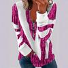 2025 Women's Plus Size 3D Stripe Polo Collar Half-Zip Top - Casual & Comfortable Fashion