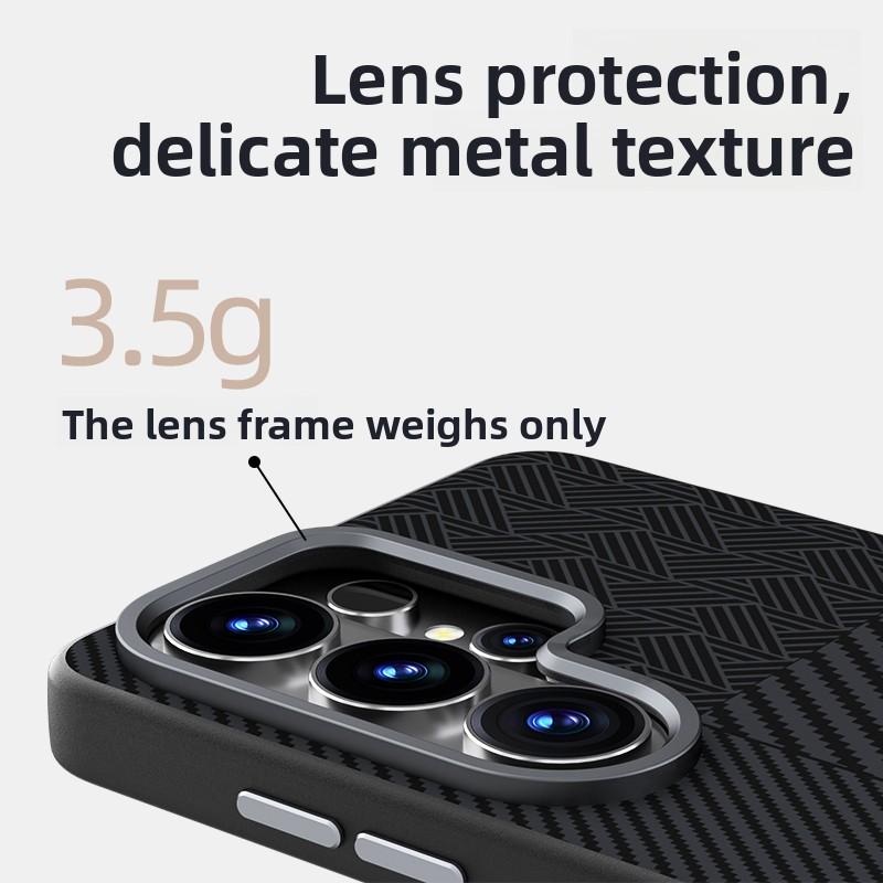 Magnetic Carbon Fiber Pattern Phone Case for Samsung Galaxy S26 Ultra S25 Edge S26Pro S24 Plus FE Metal Lens Protective Cover